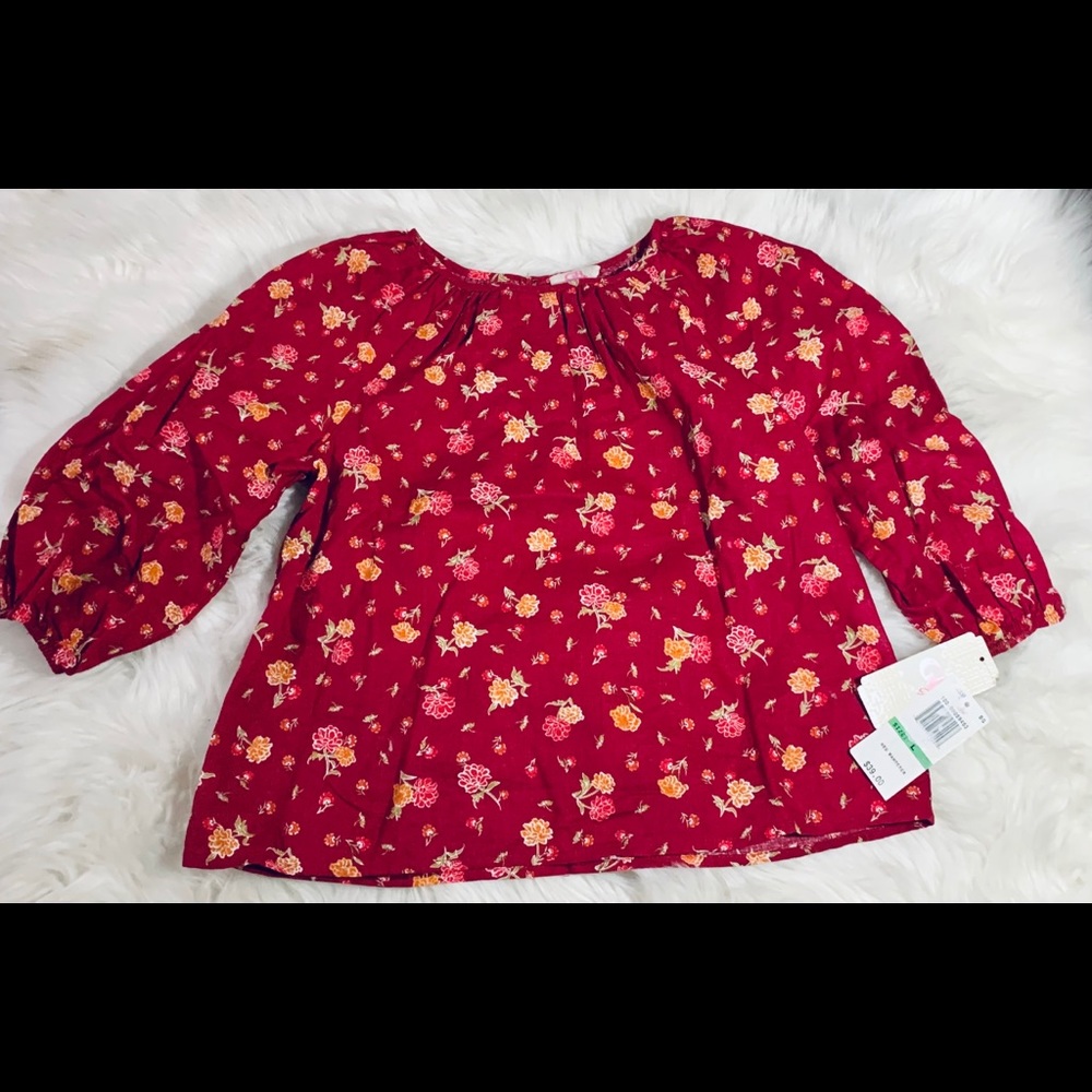 Floral long sleeve top color cranberry